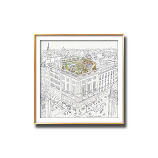 爆款!国内现货HereFineArt屋顶花园丝巾手稿现代简约客厅装饰画