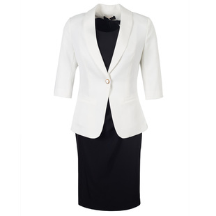 春夏时尚职业西装连衣裙通勤套装气质正装美容院售楼部前台工作服