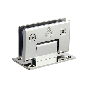 玻璃门合页弧边浴室夹304不锈钢90度淋浴房门铰链直角拉丝银折页