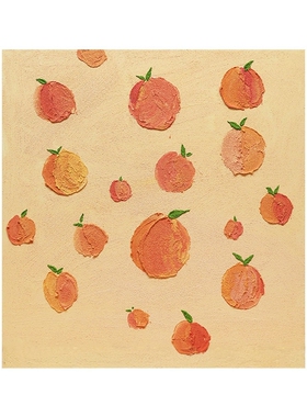 忒派奶油原木风蜜桃餐厅手绘油画