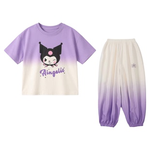 儿童洋气速干短袖长裤套装夏季女童韩版渐变两件套小女孩宝宝潮款