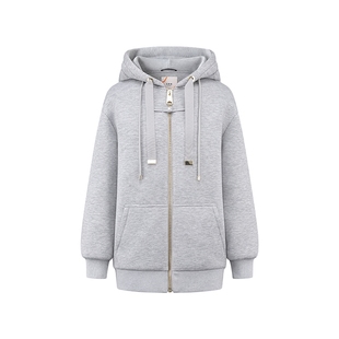 艾莱依奥莱卫衣式羽绒服女冬季新款廓形感连帽短款质感抽绳外套潮