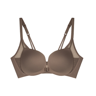 趣安芬文胸罩红色前扣美背无痕无钢圈结婚本命年内衣女小胸聚拢