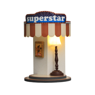 国补免打孔转角盲盒收纳展示架创意阳角墙角壁灯萌粒手办置物架