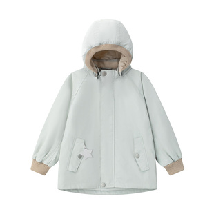 丹麦MINI A TURE童装25秋新中小男女童防水防风带帽外套风衣夹克