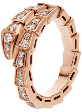 明星同款18K玫瑰金灵蛇戒指女轻奢叠戴设计感蛇骨指环男情侣对戒