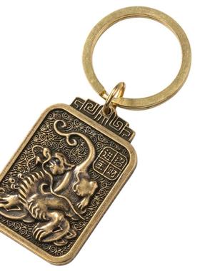 LUCK幸运黄铜牌钥匙扣挂件创意个性网红汽车链锁匙圈环男女包挂饰