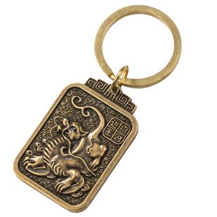 LUCK幸运黄铜牌钥匙扣挂件创意个性网红汽车链锁匙圈环男女包挂饰