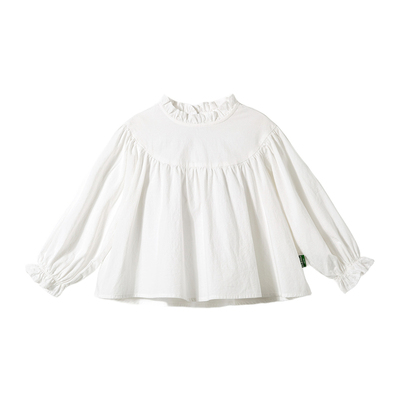 啊咪啦女童白色衬衫长袖春秋款