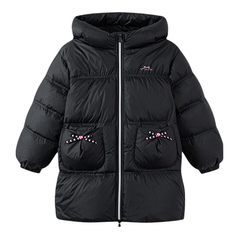 【商场同款】森马儿童羽绒服2025冬装中长款连帽外套女童装蝴蝶结