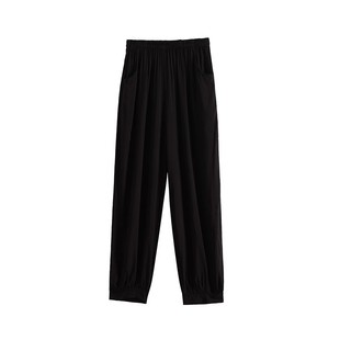 纯色棉绸灯笼裤夏季薄款高腰垂感妈妈裤宽松大码广场舞白色长裤女