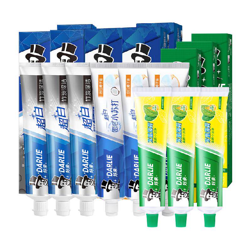 DARLIE/好来原黑人小苏打竹炭薄荷牙膏家庭套装1000g共8支洁齿