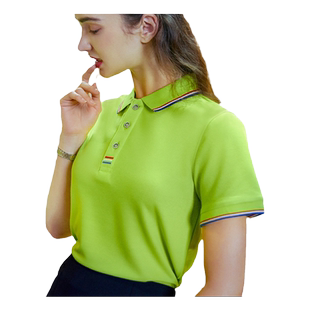 短袖工作服T恤定制印LOGO字夏季翻领刺绣衣服男女企业团体工装diy