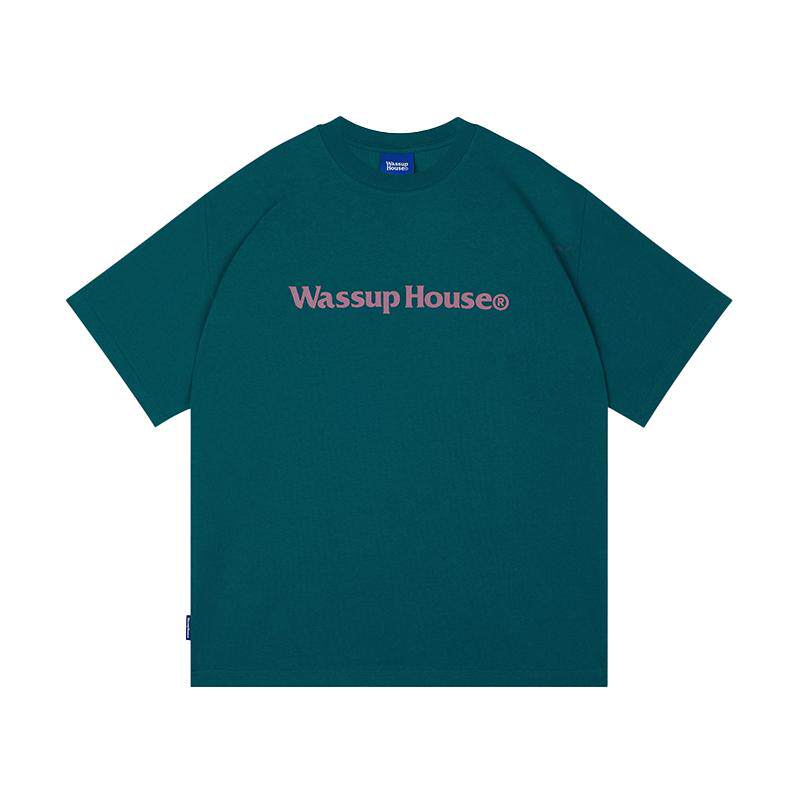 WassupHouse潮牌印花短袖t恤男女纯棉美式情侣装白色内搭上衣夏季