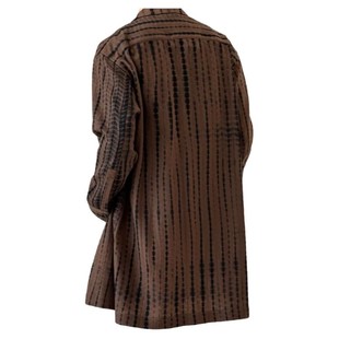 【新款现货】PRONOUNCE 2023秋冬男焦棕色扎染宽松中长款衬衫外套