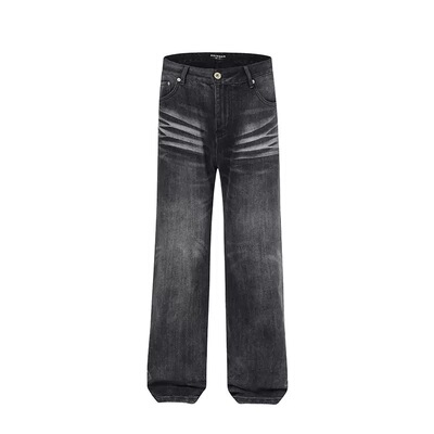 Tides 高街水洗做旧cleanfit牛仔裤男微喇裤复古潮直筒裤休闲长裤