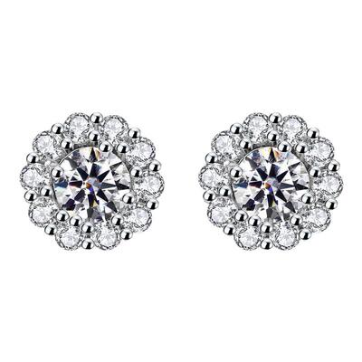 梵蒂彩S925银镀金莫桑石耳钉