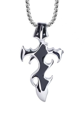 NG火焰吊坠钛钢项链男款毛衣链