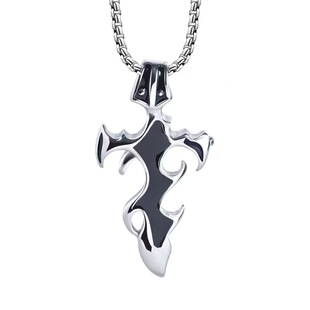 NG火焰吊坠钛钢项链男款毛衣链秋冬女士轻奢小众设计高级感锁骨链
