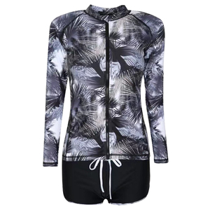 韩国潜水服女分体长袖长裤拉链防晒游泳衣冲浪浮潜服潮套装水母衣
