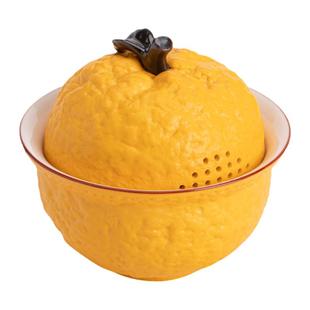 记今朝《橘子》盖碗茶杯陶瓷单个泡茶功夫茶具三才碗家用大吉大利