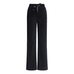 155小个子闪闪丝绒金丝绒直筒微喇叭女秋冬加厚高腰灯芯绒阔腿裤