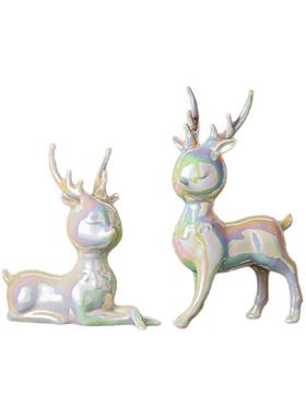创意小鹿陶瓷电镀现代简约摆件