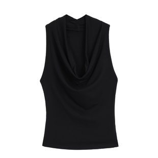 NEVA HU都市女神 气质荡领挂脖背心女后片工字设计感外穿无袖上衣