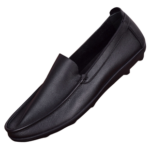 春季透气豆豆鞋男2026新款潮流软皮一脚蹬男鞋青年软底单层牛皮鞋