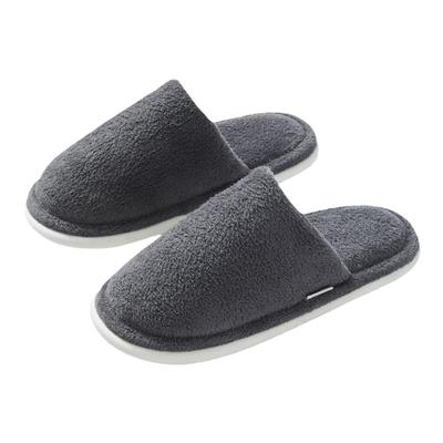 三利简约居家棉拖鞋包头保暖毛毛