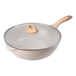 Jeetee吉特炒锅不粘锅家用麦饭石炒菜锅平底锅电磁炉燃气灶通用