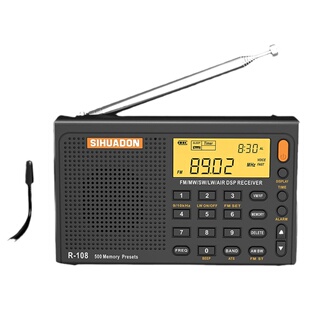 日本热卖R108全波段收音机袖珍式充电数字专航空短波广播电台调谐