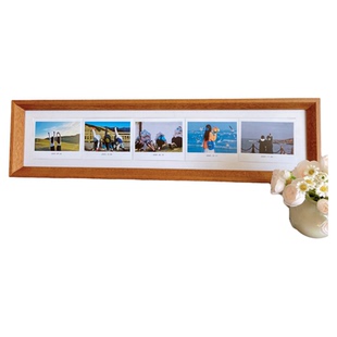 拍立得相框宽幅5寸SQ方4寸mini3寸彩虹相纸装裱框实木展示框摆挂