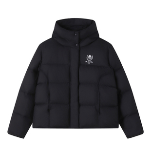 Kappa卡帕 短款泡芙羽绒服女2025秋冬新款连帽加厚保暖面包服外套