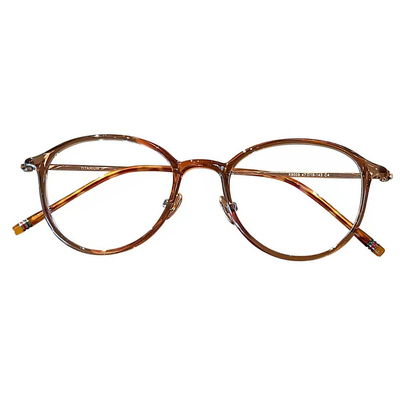 纯钛超轻冷茶玳瑁近视眼镜女韩系