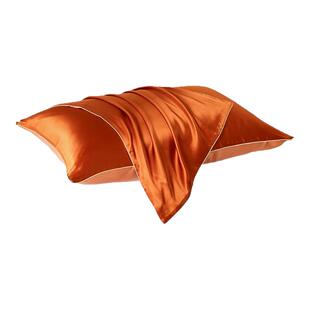 太湖雪真丝枕套纯色经典简约丝滑桑蚕丝枕头套-轻奢橙