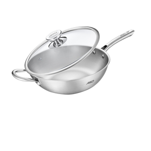 爱仕达304不锈钢炒锅无涂层家用锅具燃气灶电磁炉炒菜锅TV1332