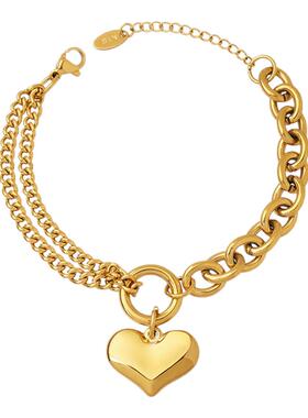 Exhibition/览物馆金色复古爱心手链女ins小众设计时尚简约手饰