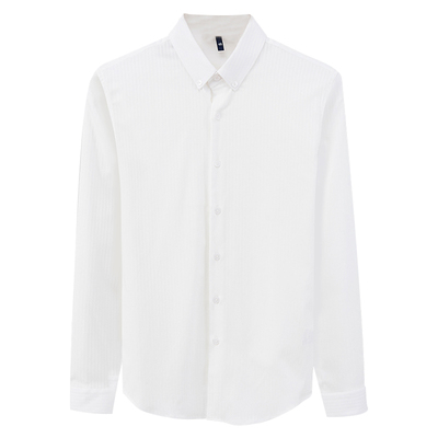 QL长袖商务休闲暗条纹纯色衬衫