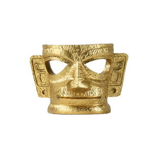 三星堆博物馆金面立体冰箱贴创意3D树脂金箔面具摆件冰箱贴纪念品