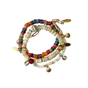 飒米波西米亚风秋季美拉德贝壳吊坠贝壳片叠戴手串手链套装新品