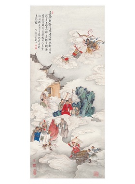 夏荆山五路财神佛像菩萨风水挂画
