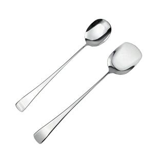 304不锈钢全钢一体加长把柄服务勺铲分餐勺铲方头圆头公用更公勺