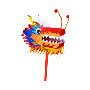 2026新年手工diy儿童马年春节元宵舞龙舞狮发光龙头灯笼非遗灯笼