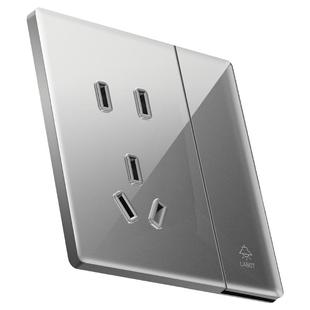 国际电工开关插座面板钢化玻璃超薄暗装86型墙壁家用一开五孔插板