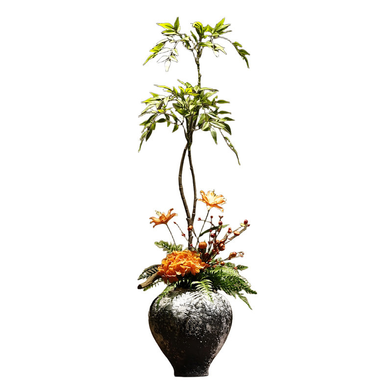 陶瓷花瓶摆件禅意高挑南天竹花艺