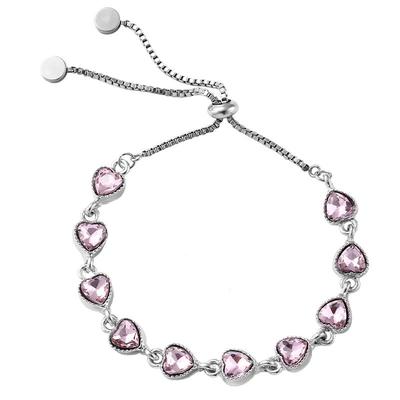 VOYAGE可调节抽拉式粉色爱心手链