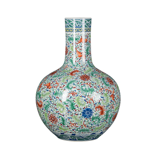 景德镇陶瓷花瓶中式手绘特大号天球瓶客厅博古架家居高档装饰摆件