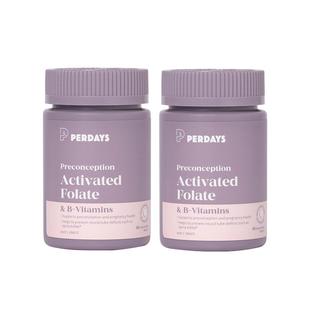 perdays备孕活性叶酸4月量澳洲进口孕妇维生素孕前孕早期60片*2瓶