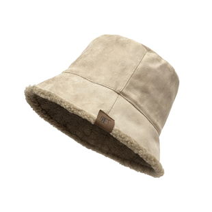 帽子女款冬季麂皮绒双面渔夫帽秋冬加绒盆帽防风保暖显脸小水桶帽